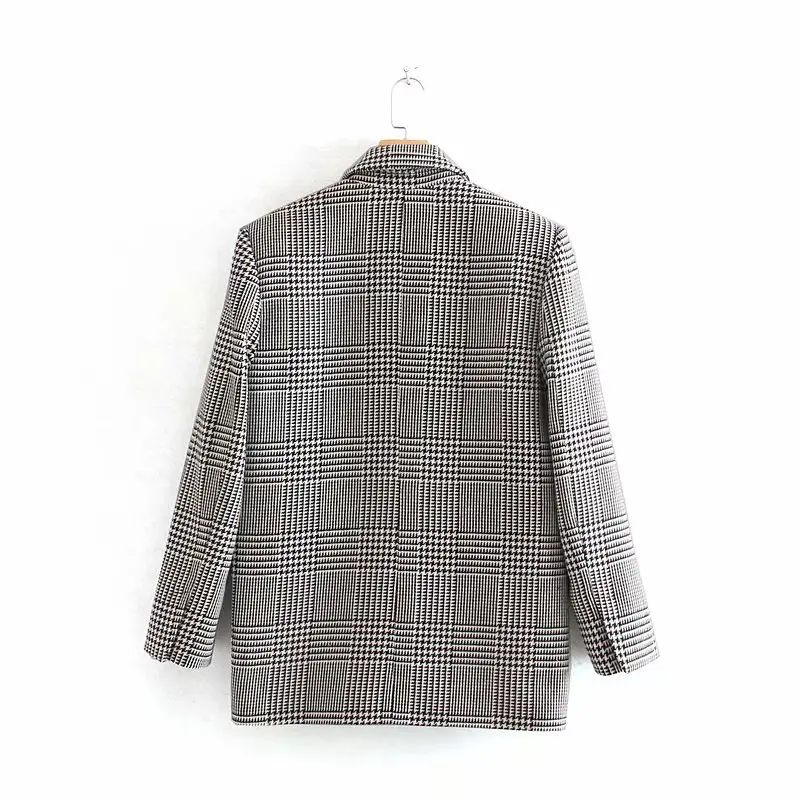 

F6309-Western Style WOMEN'S Dress 2019 Spring And Autumn New Style Double Breasted Thousands of Birds Suit Jacket Women's