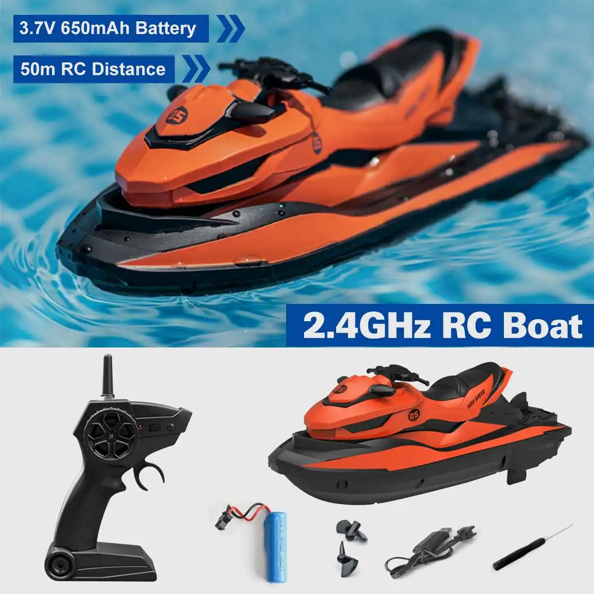 2 Colors 10km/h 2.4G Long distance Remote Control Toy Motor Boat The Best Gift To Enhance