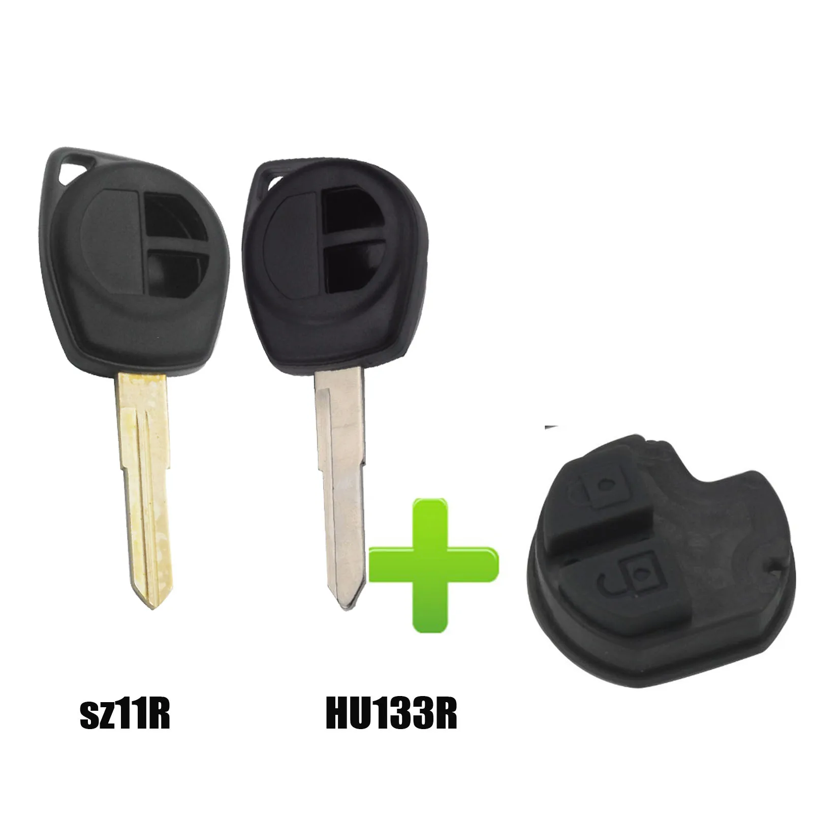 

jingyuqin 2 Buttons Remote Car Key Case FOB Shell Fob Housing For Suzuki grand vitara SWIFT HU133R SZ11R blade Rubber Button Pad