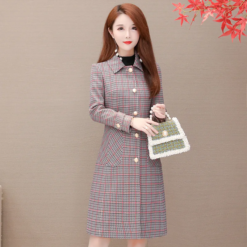 

Casual Pattern Coat Women's Mid-length 2019 New Style Spring And Autumn Waist Hugging Slimming Elegant Trench Coat Women's Long-