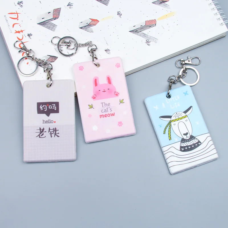 

Plastic Cartoon Bus Card Holder Portable Keychain Student ID Card Bag Bank Protective Case Manufacturers Direct Selling