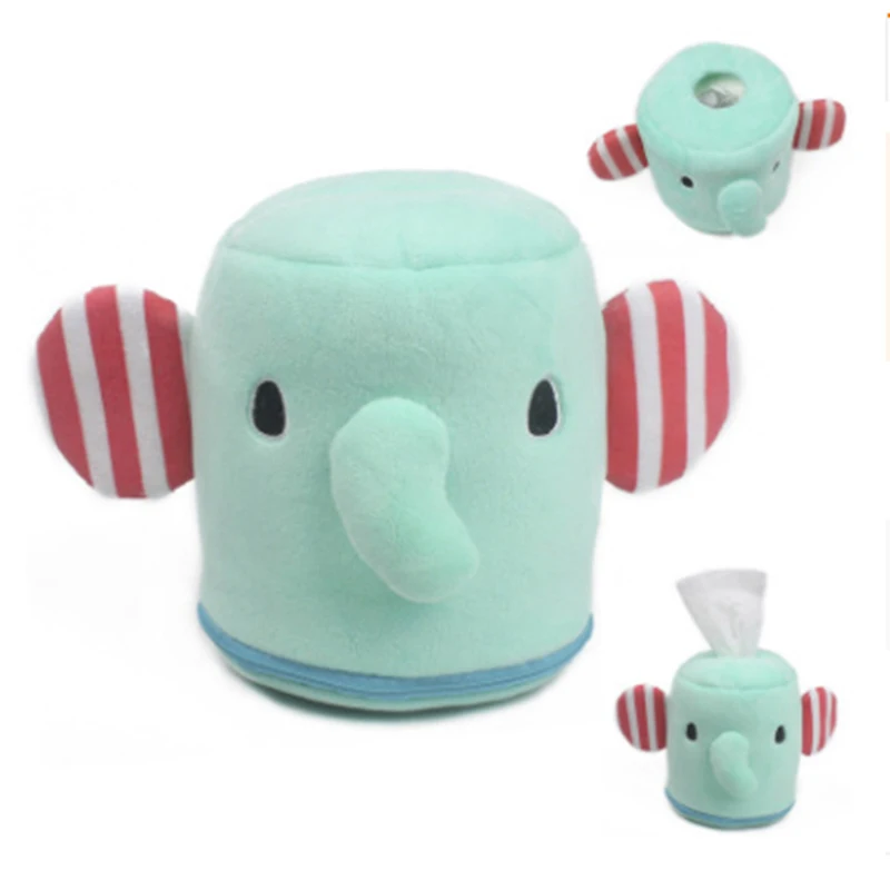 Tissue Box Портативная прогулочная коляска, уличная коробка для салфеток, диспенсер для чистки, держатель для салфеток, коробка для детских салфеток, мультяшный слон, плюшевая коробка для ткани - Цвет: Tissue Box