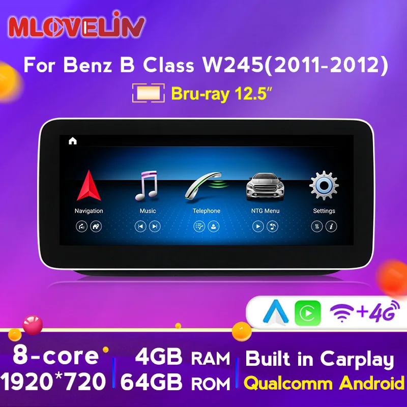 8-ядерный 12 5 'ɻlu-Ray антибликовый экран Android 10 для Mercedes Benz B Класса W245 W246 2012-2019