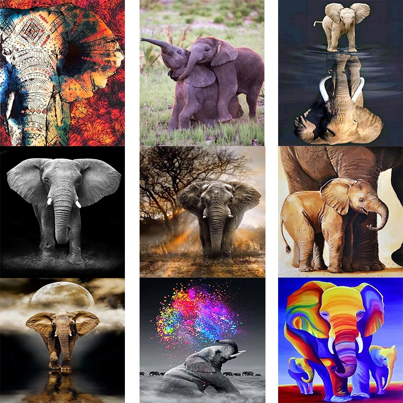 5D DIY spuare&ampround Diamond Painting Elephant Embroidery Cross Stitch Rhinestone Decoration needlework wall picture | Дом и сад