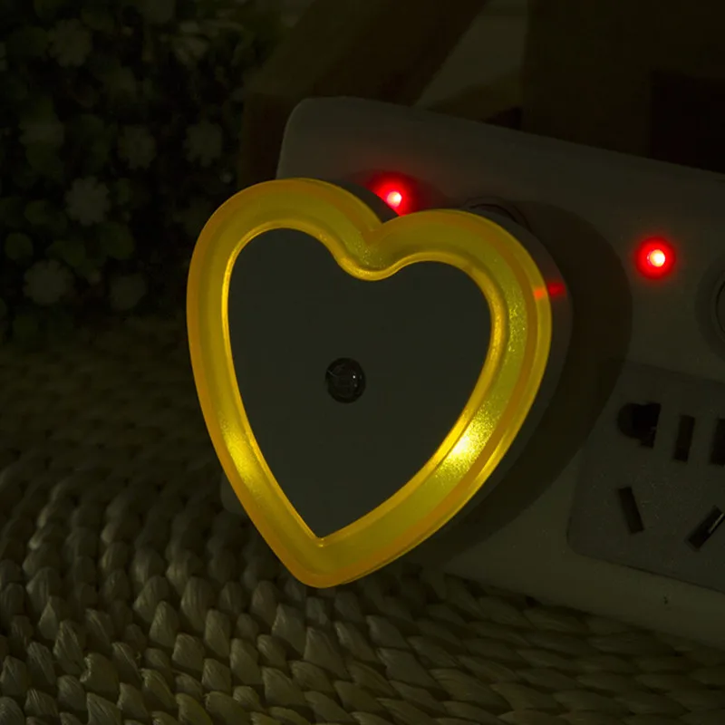 LED Night Lights Wireless Light Control Sensor Mini Heart-Shaped EU US Plug Night Light Living Room Bedroom Bedside Lamp