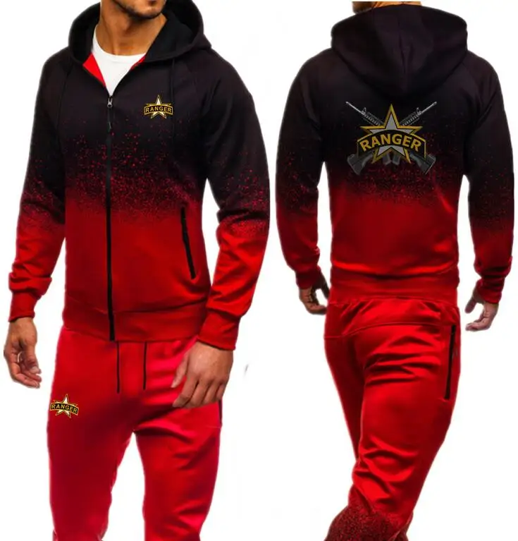 U.S. Army Rangers Print Men's Tracksuits Hoodies+Pants Men Clothing Set Sportswear Autumn Hoodies Zipper Sweatshirts Sporting U.S. Army Rangers Print Men's Tracksuits Hoodies+Pants Men Clothing Set Sportswear Autumn Hoodies Zipper Sweatshirts Sporting