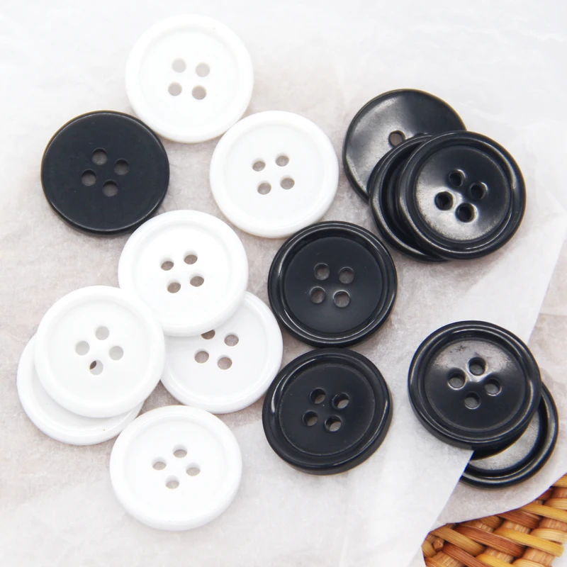 

Glaze Round Glass Resin Buttons White Black Decorations For Wedding Garment Sewing Accessories 10/11/15/20/25/30mm Wholesale