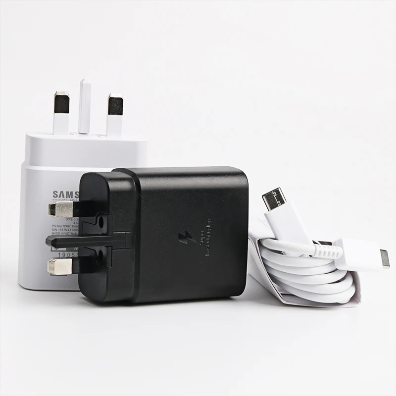 charger 100w 45W UK Plug Original Samsung Super Fast Charger Adaptive With PD type C To type C Cable For Galaxy S21 S20 A72 A71 A91 Note10 baseus 65w