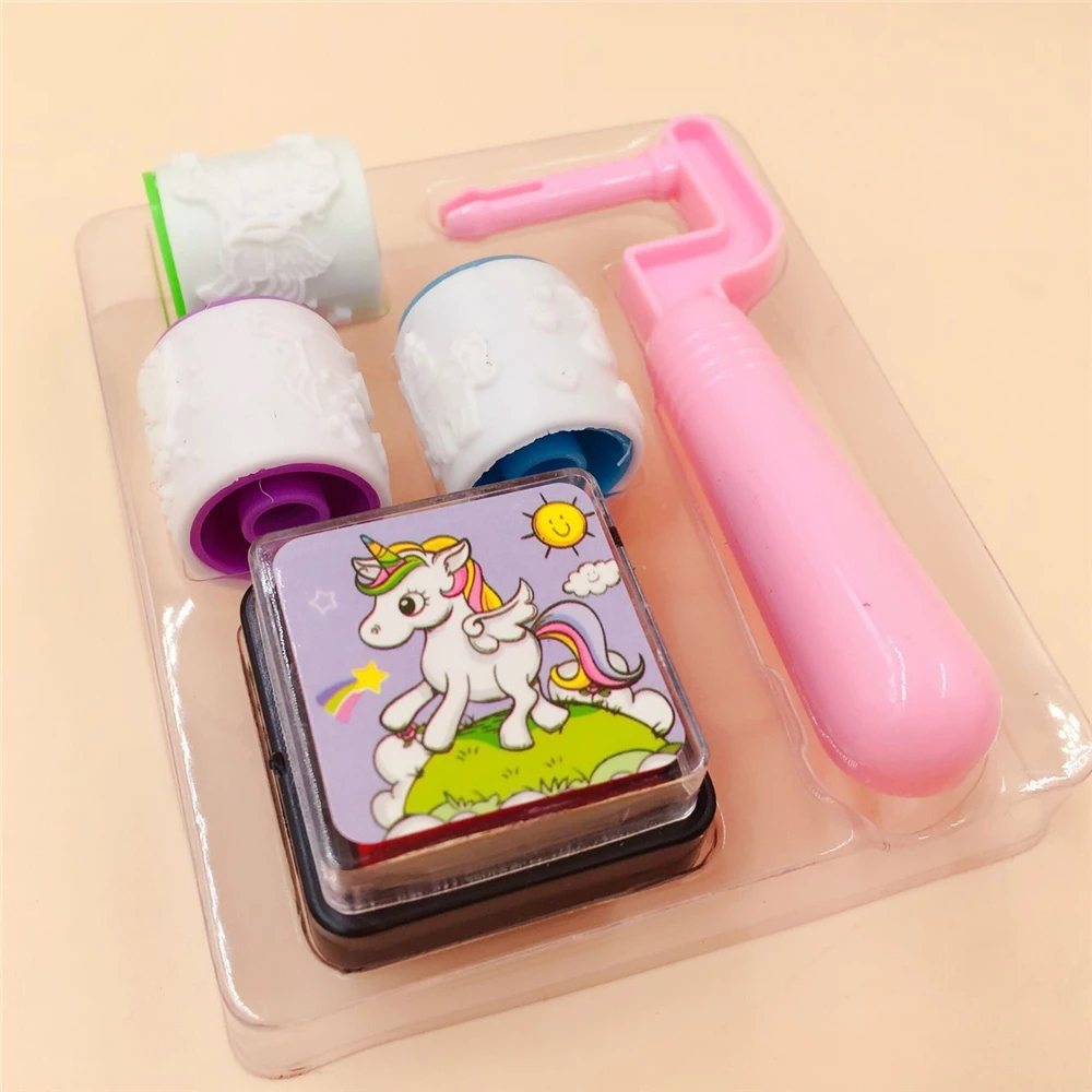 

1 Pcs Unicorn Cartoon Stationery Cartoon Roller Seal with Ink Mud Student Decorative Stationery Set