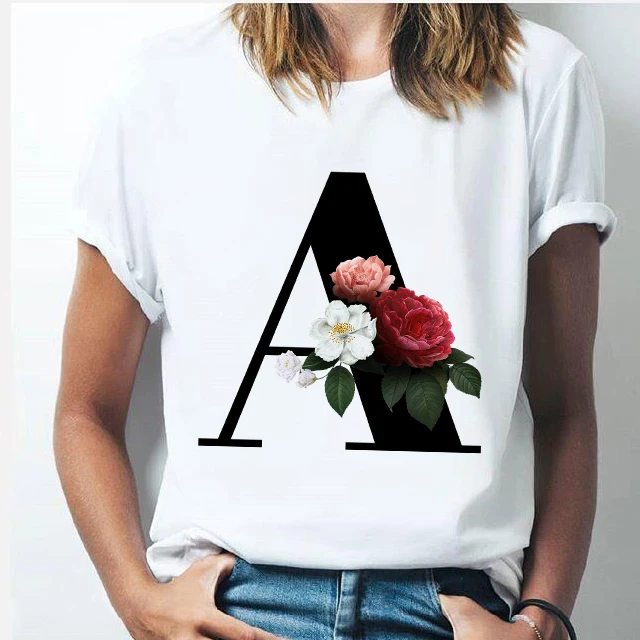 26 Alphabet Letter T Shirt Men Summer Mens Womens Fashion Cotton T-shirt Kids Hip Hop Tops Tees Boy Graphic Girl Floral Camiseta t shirt palm angels