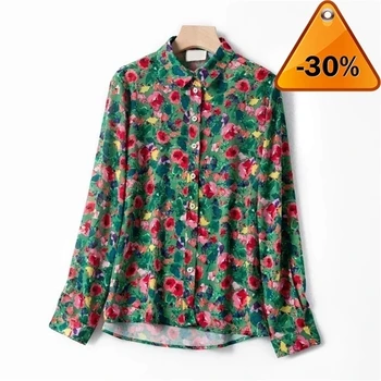 

Floral Printing Ladies Wrap V Neck Blouse Shirt Top
