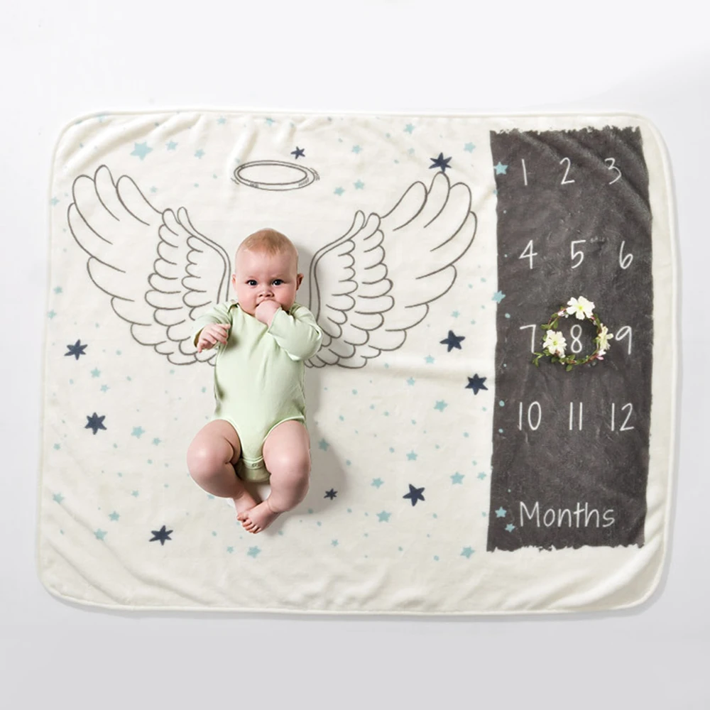 

Flannel Super Soft Baby Monthly Milestone Blanket Best Nursling Shower Photography Taking Backdrop Photo Prop Rectangle Age D20