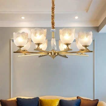 

Luxury Crystal LED chandelier lighting Copper home deco hanging lamp living room resaurant luminaires villa lobby Art fixtures