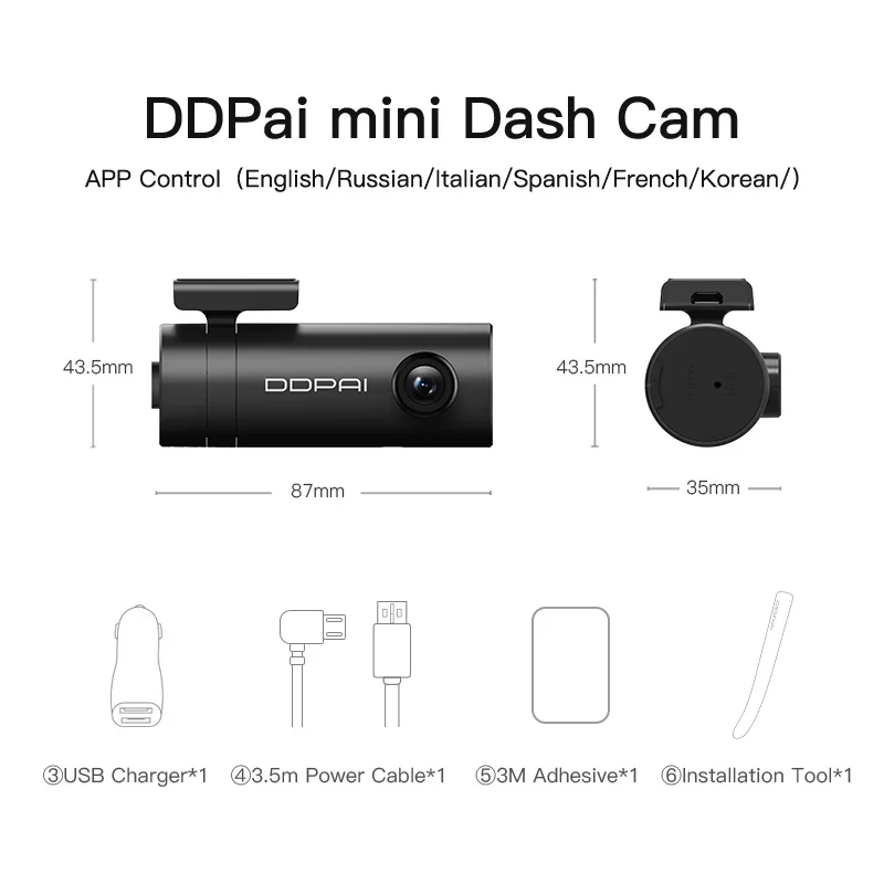 DDPai Мини Автомобильный видеорегистратор приложение английская версия 1080P HD камера ночного видения автомобиля рекордер WiFi f2.2 WDR камера для приборной панели