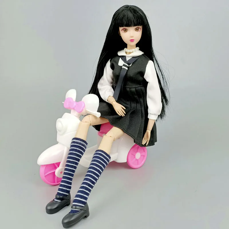 Fashion Doll Clothes Set For Barbie Doll Costume Students Suit Black White Dress Fashion Outfits Dollhouse Accessories 1/6 Toys