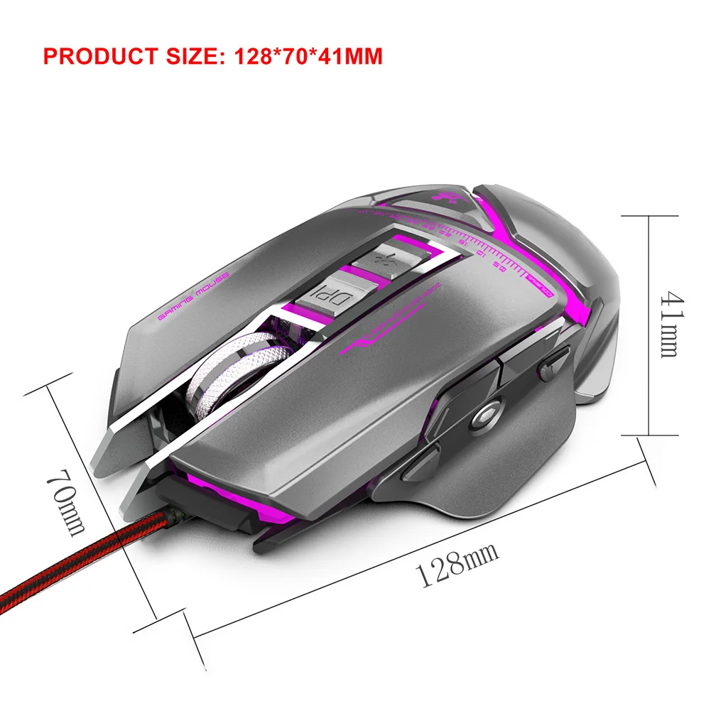 Проводная RGB игровая мышь 11 программируемых кнопок 3200 dpi Регулируемая игровая мышь с огненной кнопкой для ноутбука компьютера Pro Gamer