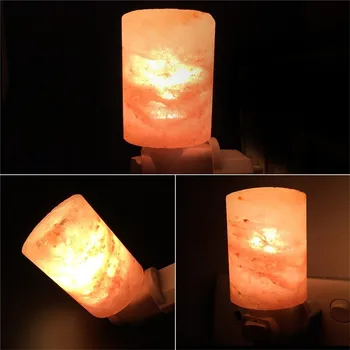 

Rotatable Mini Himalayan Salt Night Light Cylinder Shape Wall Lamp Bedside Bedroom Home Decor Novelty Lighting US EU UK AU Plug