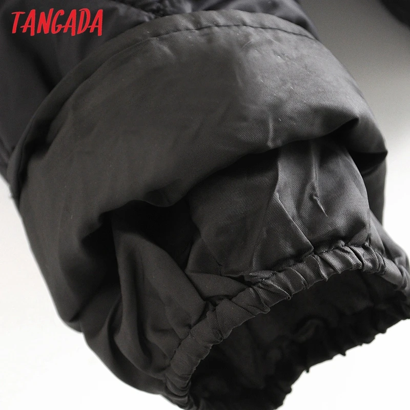 Tangada 2020 Autumn Women Solid Oversize Thin Parkas Cotton Jacket Long Sleeve Female Black Padded Overcoat QN1