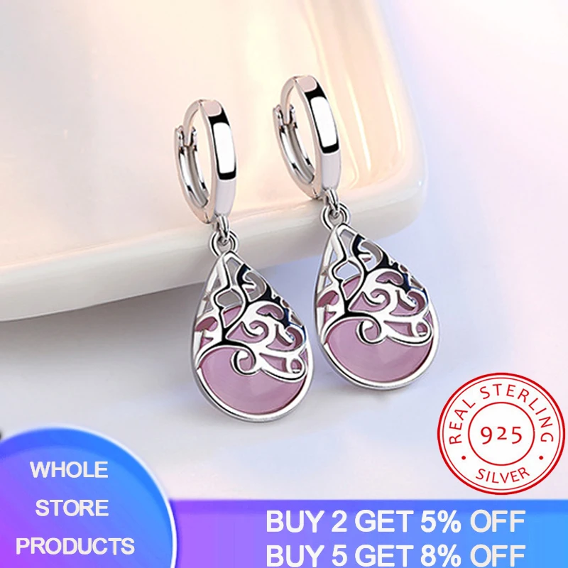 

YANHUI 925 Sterling Silver Moonlight Opal Tears Totem Earrings Gift pendientes oorbellen boucle d'oreille femmes New VES6568