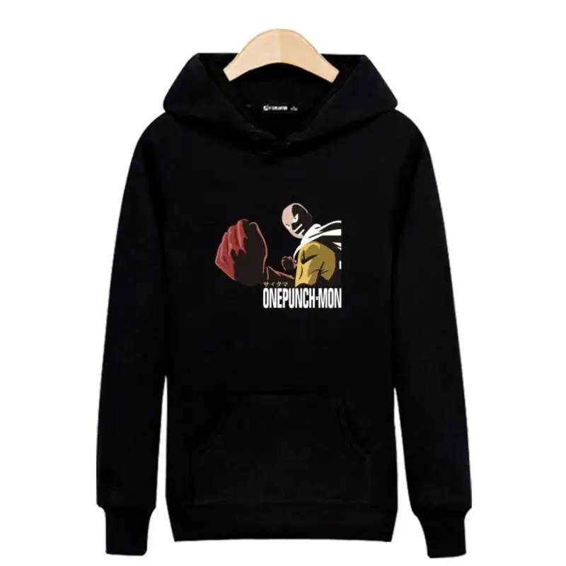 Hero One Punch Man черные мужские толстовки с капюшоном и длинными рукавами в стиле Hip Hop