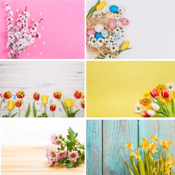 

Vinyl Custom Photography Backdrops Flower and Wooden Planks Theme Photography Background 190117SK-05