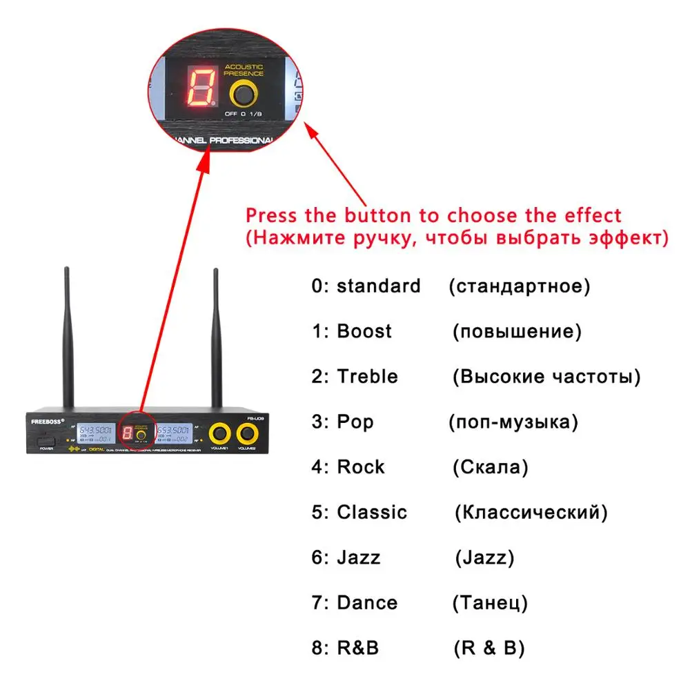 Freeboss FB U09 S серебряный цвет 2 Way металлический ручной микрофон UHF беспроводной с