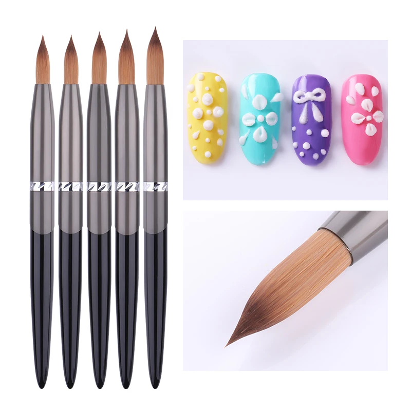 

1Pc Acrylic Nail Brush Black Handle Painting Flower Nails Brushes Sharp Shape Professional Nails Tools for Acrylic Powder