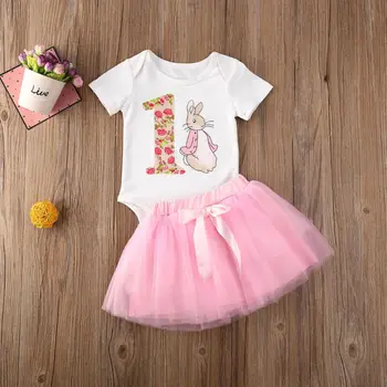

Toddler Baby Girl Rabbit Bunny Romper+Lace Tutu Skirt Clothes Set