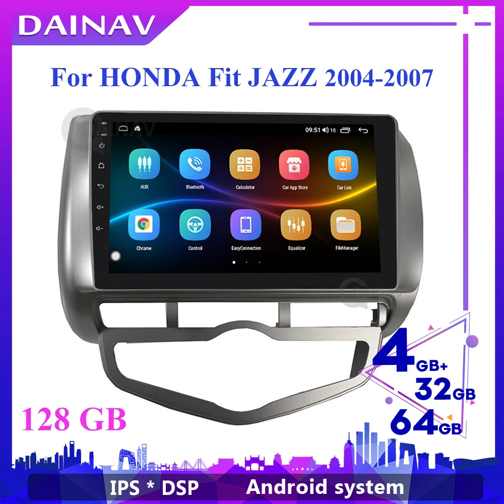 Автомобильный медиаплеер 6 + 128 ГБ IPS сенсорный экран DVD медиа-плеер для Honda Fit Jazz 2004