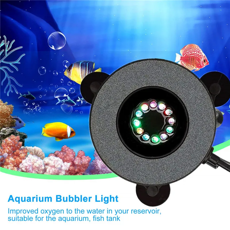 

RGB Waterproof LED Light Multi Color Fish Tank Lamp Submersible Mini Aquarium Lights Bubble Aeration Disc lighting with remote