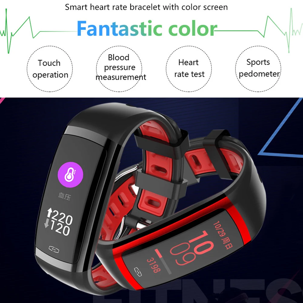 

Sports Smart Wristband Color Screen Heart Rate Monitor Fitness Tracker GPS Tracking Wristband Pedometer Bracelet Watch