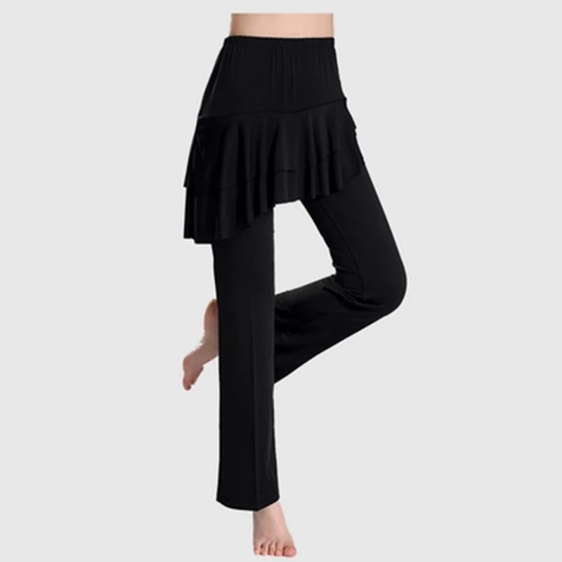 Latin Dance Skirt Women Yoga Pants Latin Dance Divided Skirt Milk Silk Fitness Square Pants Clothing dance skirt dance pants