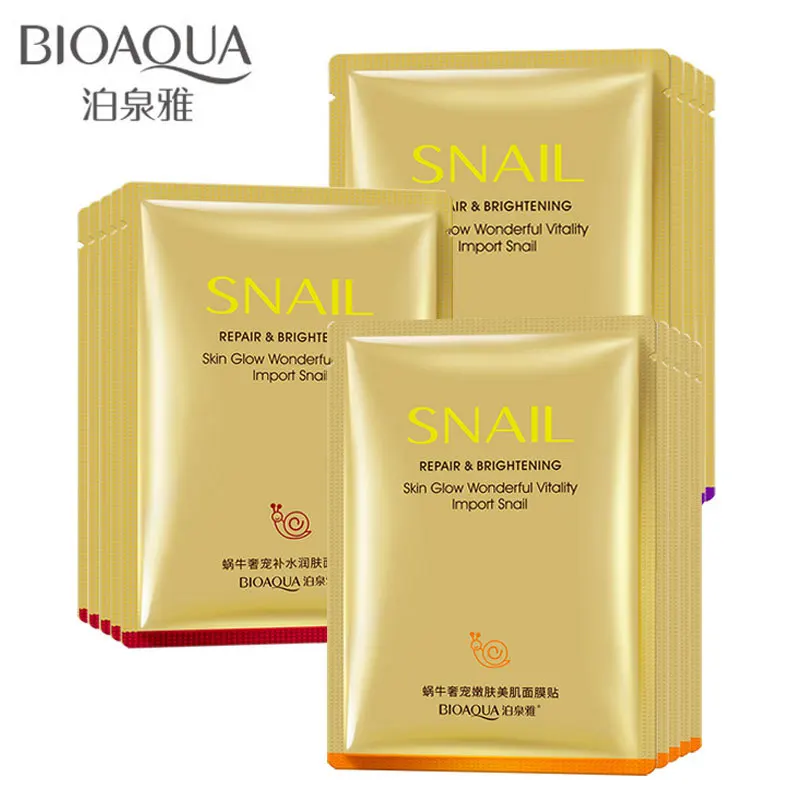 5Pcs/Lot BIOAQUA Snail Mask Moisturizing Face Oil Control Shrink Pores Facial Masks Dope Paste Skin Care |