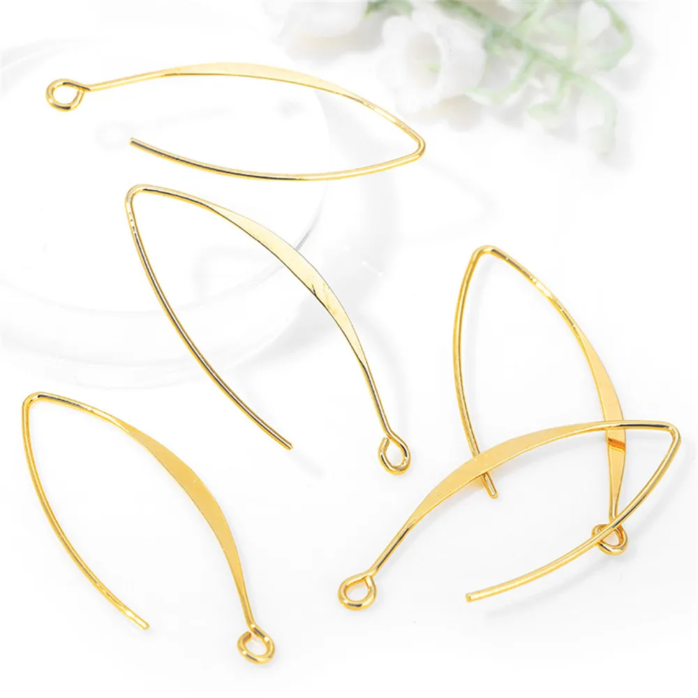 

10 pairs Earring Hooks Brass Earring Findings Ear Wires with a Loop 14x37mm EC005