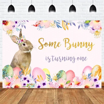 

1st Birthday Party Backdrop Some Bunny is Turning One Birthday Background Spring Flower Easter Egg Rabbit Photography Photoshoot