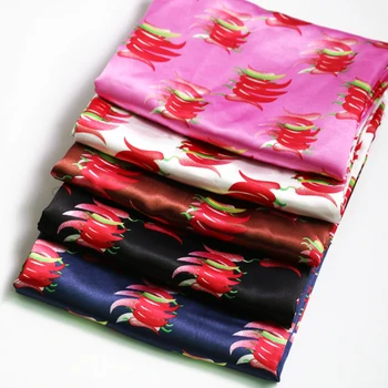 

Fashion Pepper Printed Satin Material Soft Lining Scarf Textile