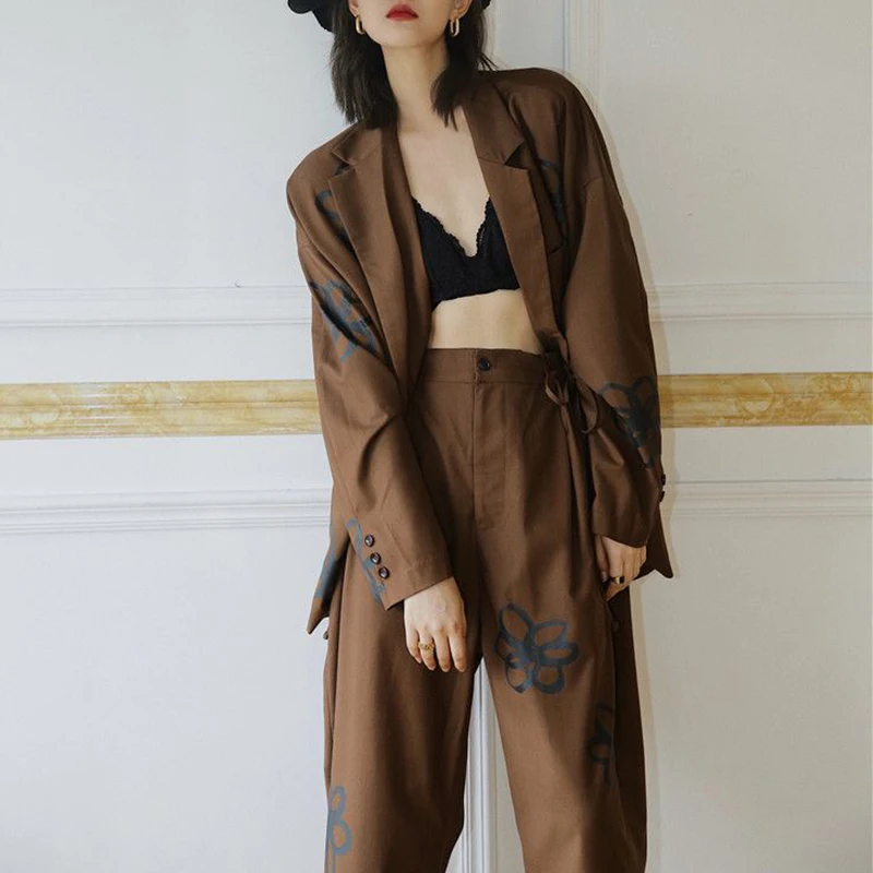

New Fashion Streetwear 2020 Designer Blazer Suits Long Sleeve Blazer Pants Suit Office Ladies Two-piece Blazer Sets woman Coat