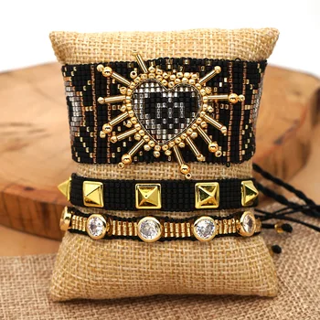 

INS New Pulseras Mujer Moda 2020 MIYUKI Bracelets For Women 3D Heart Couple Bracelet Femme Crystal Jewelry Boho Chic Handmade