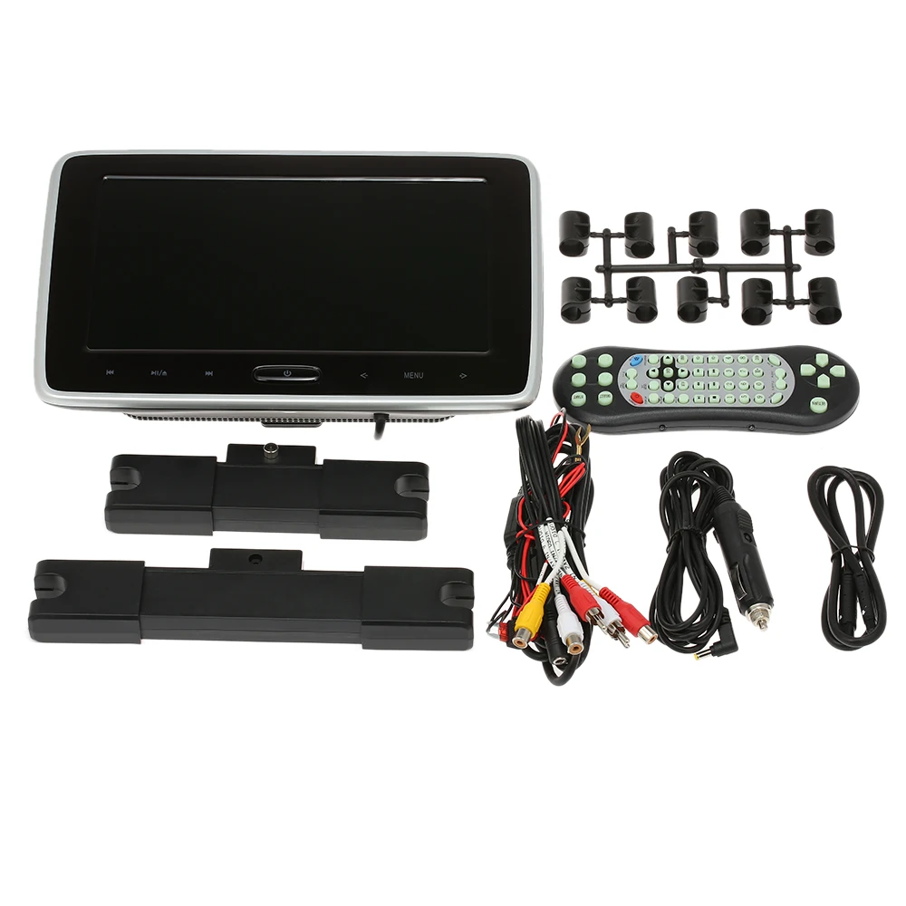 

606D Car Headrest DVD Video Player 10.1" Digital TFT LED Screen 16:9 Monitor Tou-ch Buttons Built-in Speaker IR FM w/ HD USB