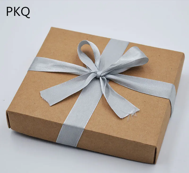 10 шт лента Подарочная коробка с крышкой белая/черная/коричневая из крафт-бумаги