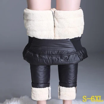 

Women warm lamb velvet thicken winter pants High Waist Elastic skinny casual female Trousers Windbreak plus size 6XL long pants
