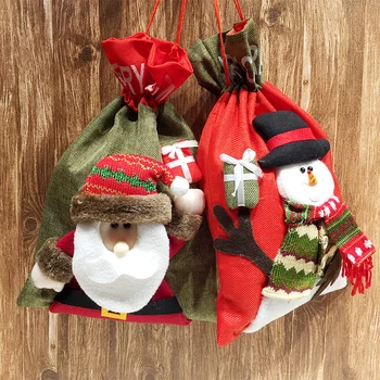 

Christmas Decorations Three Dimensional Pattern Santa Claus Gift Bag Large Gift Bag Candy Bag Closing Apple Bag