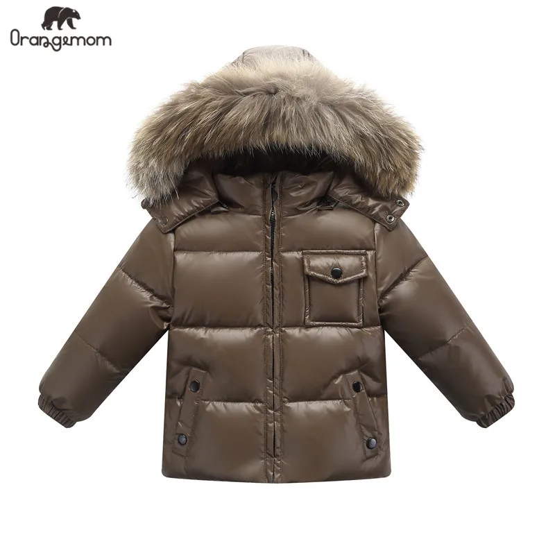 Ceny 11.11 kurtka zimowa dla dzieci parki dla dzieci płaszcz z kapturem dla dziewczynek chłopcy ciepłe grube kurtki dla dzieci ciepłe prawdziwe płaszcze z kołnierzem z futra