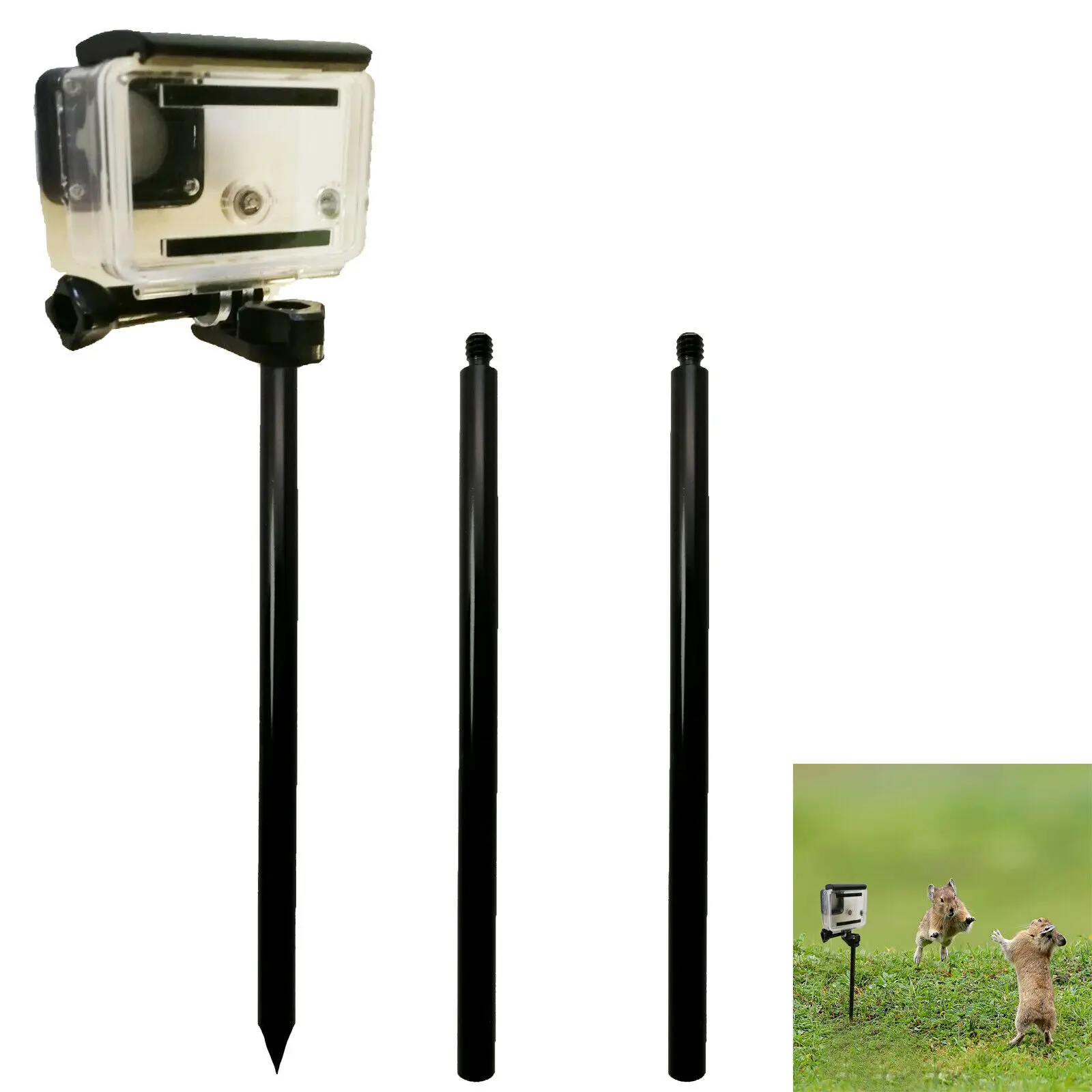 Montaje de estaca para cámara Gopro Trail, palo de espiga para tierra, compatible con exploración y caza