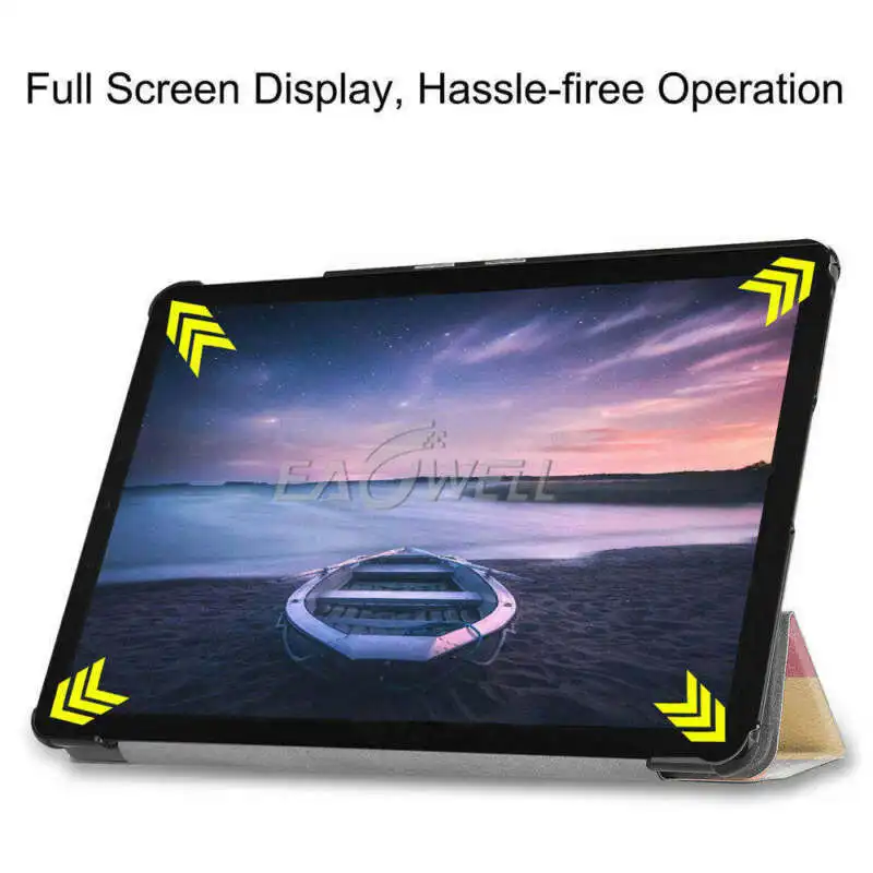 Кожаный откидной Чехол-подставка с принтом для Samsung Galaxy Tab A 10," SM-T590 T595 T597 чехол с тремя сложениями для автоматического сна смарт-чехол