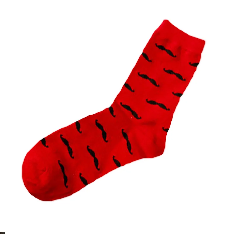 Японский хлопок Красочные семь цветов мода мультфильм милый забавный счастливый каваи Полосатый плед девушка рождественский подарок мужские длинные носки - Цвет: Красный