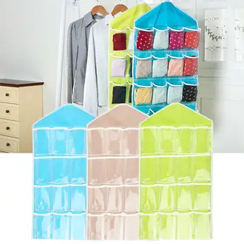

16 Pocket Hanging Handbag Organizer Bag Socks Bra Underwear Cosmetics Sundry Storage Bag Foldable Door Wall Wardrobe Storage Bag