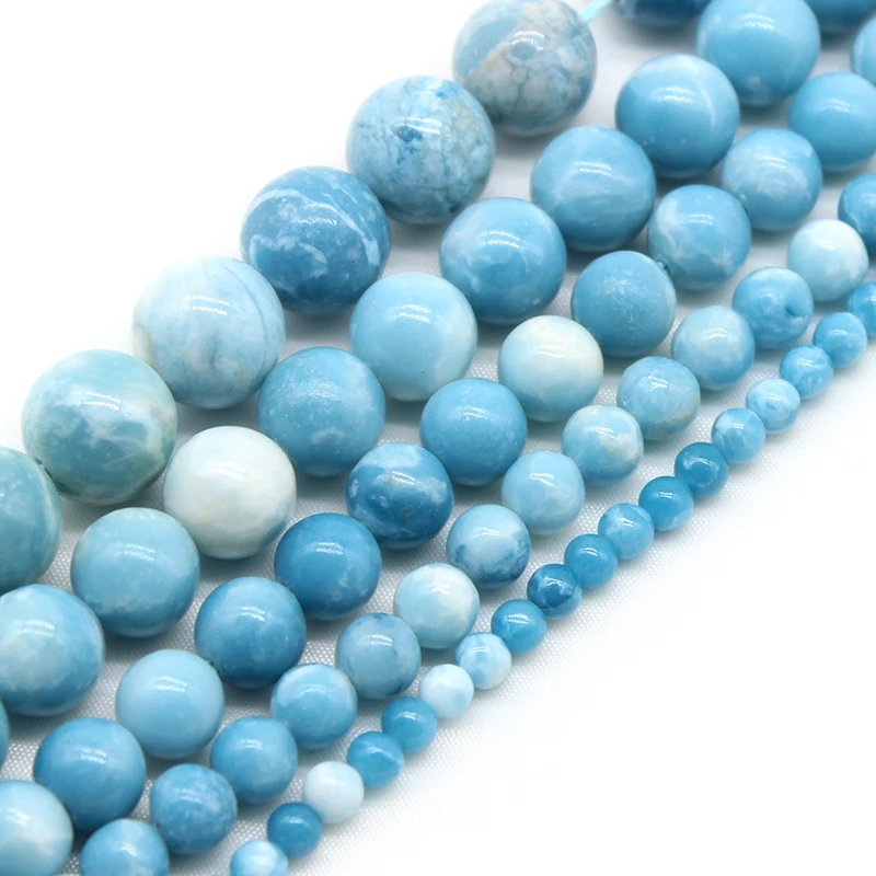 

AAA Natural Sky Blue Stone China Larimar Round Loose Spacer Beads Strand For Jewelry Making DIY Bracelet Necklace 6/8/10/12mm