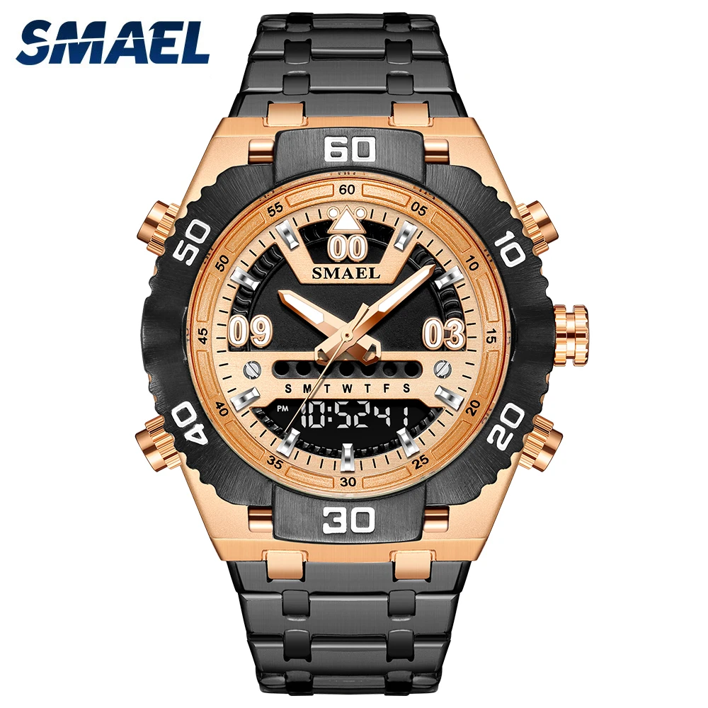 SMAEL Watch Male 2021 Sports Digital Watches Men Waterproof Steel Military Quartz Watch For Men Wristwatch Relogio Masculino