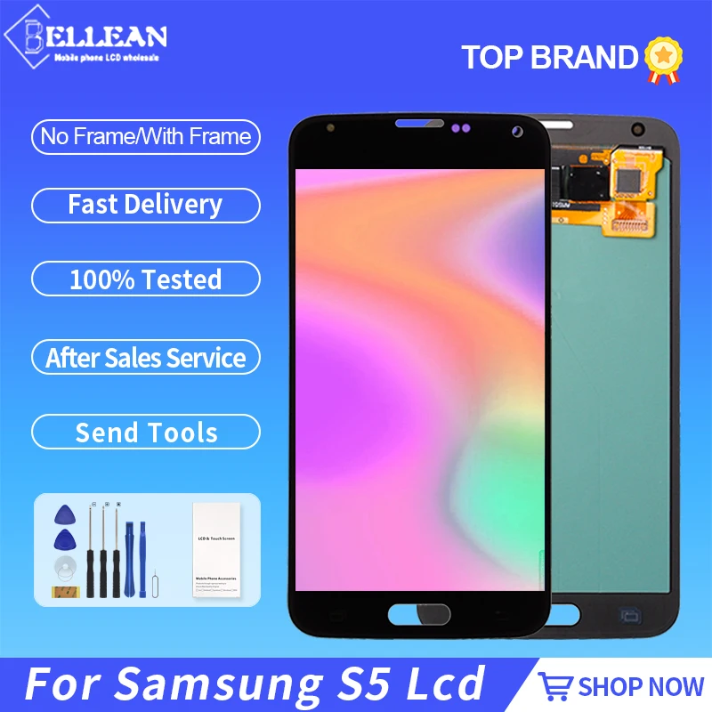 Catteny 5.1 Inch S5 Display For Samsung Galaxy G900 Lcd With Touch Screen Digitizer G900M G900F Assembly Free Shipping | Мобильные